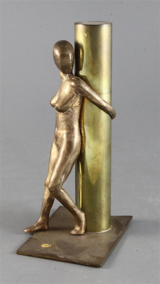 A Colin Miller gilt bronze nude and column sculpture 8.5in.